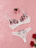 Sexy Lace Lingerie Bra And Panty Sets Women Underwear Flower Embroidery Bralette Set