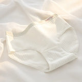 1-Pack Women's Ribbed Cotton Panties Breathable Soft Daily Underwear Low Rise Briefs Solid Color 7 Colors Lingerie Size M-XL