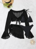 Women micro mini halter bikini sets 4 pieces with ruffles perspective cover tops and skirt swimsuit bathing suit beach outfits