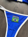 Solid color sexy embroidered Brazilian flag bikini set, women's swimsuit 2-piece set, summer beach bikini