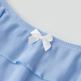 Womens Solid Color Layered Ruffle Bloomers Bow Low Rise Mini Under Shorts for Dresses Summer Clothes