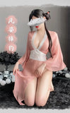 Women Sexy Lingerie Hanfu Dress Cosplay Costume Deep V Erotic See-through Pink Chinese Ancient Style Temptation Dresses