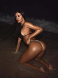 DEKA Luxury Diamond Back Thong Bikini Shiny Black Snakeskin Print Bikini Set Swimwear Women Swimsuit Beach Push Up Bathing Suit