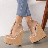 Sexy Summer Outdoor Slipper Slides Sandals Women Retro Super High Heels Sandals Grain Platform Sandals Wedges Shoes Mules