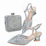 doershow beautiful Italian gold Shoes And Bag Sets For Evening Party With Stones Italian Leather Handbags Match Bags! HTG1-9