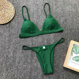New Sexy Padded Brazilian Bikini Women Swimwear Female Swimsuit Two-Pieces Bikini Set Solid Bather Bathing Suit Swim Lady V64A