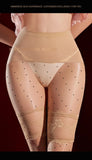 Polka Dot Fake Two-Piece Lace Long Pantyhose Aurora Glossy Open Crotch Two-Tone Spliced Sexy Pantyhose Solid Color Elegant 8WS3