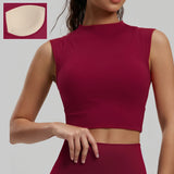 Women's Yoga Tank Top Highly Stretchy, Slightly High-Neck Sports Bra with Built-In Cups Lifts and Shapes The Bust Sexy Fitness