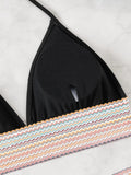 ZTVitality Sexy Patchwork 2 Piece Bikini Set Women's 2024 New Arrival Padded Bra Halter Backless Swimsuit Women Swimwear Summer