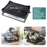 Two-Tier Dish Drying Rack for Kitchen Countertop