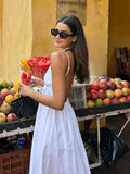 Foridol White Women Sundress Backless Sexy Casual Beach Vestidos Maxi Long A-line Fashion Holiday New Dress