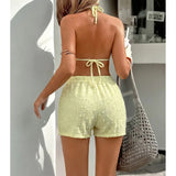 4 Colors Sexy Halter Bikini Female Swimsuit Three-pieces Bikini set With Shorts Women Swimwear Bather Bathing Suit Swim V7843W