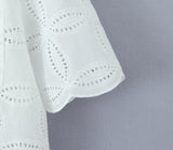 Foridol Summer Casual White Lace Dress Set for Women Hollow Out Embroidery Skirt Outfits 2 Pcs Loose Beach New Suit Skirt Set