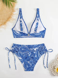 2026 Drawstring Bikinis Strappy Swimsuit Women Sexy Printed Swimwear Female Bathers Swimming Bathing Swimming Swim Suit