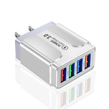 4 Ports Quick Charge 3.0 Wall Fast Charger Adapter Micro USB Fast Data Sync Charger Cable for Samsung Xiaomi Huawei Mobile Phone