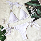 New Halter Bling Diamond Brazilian Bikini Female Swimsuit Women Swimwear Two-Pieces Bikini Set Bather Bathing Suit Swim V2340