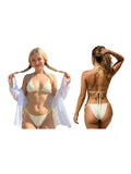 2026 New Womens Stripe Bikini Sets Halter Bra Tops with Tie-up Thong 2 Pcs Set Swimsuits Stylish Sexy Beach Pool Bathing Suit