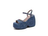 2025 New Summer Women High Heel Shoes Platform Square High Heel Ladies Sandals PU Leather Open Toe Buckle Dress Women Shoes