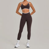 Women's Seamless Yoga Sets Sports Fitness Gym Sleeveless Vest Hip-lifting Slim Fit Pants Suits Running Training Workout Sets