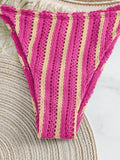3PCS With Shorts Stripe Halter Fishnet Bikini Women Swimwear Female Swimsuit Three-pieces Bikini Set Bathing Suit Swim Beachwear