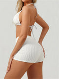 S - XL New With Cover Up Female Swimsuit High Waist Bikini Women Swimwear Bather Bathing Suit Swim Three-pieces Bikini set K8084