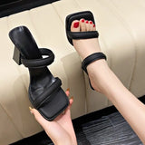 Fashionable One-piece Slippers , Square Heel High Heels, 2026 New Square Toe Style Cool Slippers