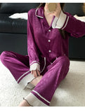 Spring and summer women's pajamas lace sweet cardigan long-sleeved suit home wear