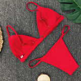 New Sexy Padded Brazilian Bikini Women Swimwear Female Swimsuit Two-Pieces Bikini Set Solid Bather Bathing Suit Swim Lady V64A