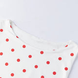 Women Dot Print Tank Tops Summer Crew Neck Sleeveless Classic Slim Fit Crop Vest
