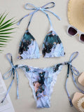 Halter String Ruffled Frilled Bikini 2026 Women Swimsuit Female Swimwear Two Pieces Bikini Set Padded Bather Bathing Suit Swim