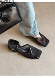 Summer Shallow Women Silver Flats Square Toe Design Beach Sandals Black Mesh Breathable Organza Mary Janes Chaussure Femmes