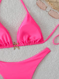 Halter Triangle String Bikinis 2026 Women Sexy Swimsuit Solid Starfish Swimwear Female Bathers Bathing Swimming Swim Suit