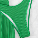 S - XL New With Skirt Ribbed Halter Bikini Female Swimsuit Women Swimwear Three-pieces Bikini set Bather Bathing Suit Swim V4351