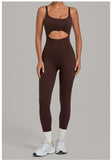 Women's Seamless Yoga Jumpsuits Sports Gym Fitness Backless Sleeveless Hip-lifting Pants One-piece Training Workout Bodysuits