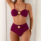 High Waist Bikini Women's Swimsuit Two-piece Bathing Suits Bandeau Woman Swimwear Trend Bikinis Sets Brazilian Beach Wear