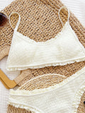 2026 Summer Women's 2 Pieces Swimsuit High Waist Push Up Bathing Suits Beachwear Frill Trim Bikini Set Backless Swimwear Biquini