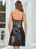 Floral Print Women's Night dress Spaghetti Strap Vintage Floral Print Elegant Luxury Sleepwear