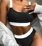 Bikini 2026 Swimsuit Swimwear Women High Waist Splicing Beachwear Sports Ribbed Bathing Suit Push Up Biquinis Feminino Tankini