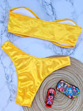 Bandeau Bikinis 2025 Strapless Satin Bikini Female Swimsuit Women Swimwear Two-pieces Bikini Set High Cut Bathing Suit Swim Lady