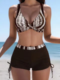 Summer Women's Triangle Bikini Set Floral Print Swimwear Sexy High Waist Two-Piece Shorts Sets Sexy Holiday Beachwear Outfits