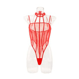 Toucheart Erotic Bodysuit Net Clothes Halter Lace See-through Skinny Backless Sissy Premium HotSeductive Women Coquette Bodysuit
