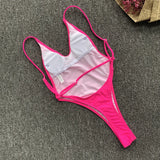 DEKA Solid Deep V One Piece Swimsuit Brazilian Mini Bikini Women High Cut Thong Backless Swimwear Female Bathing Suit Monokini