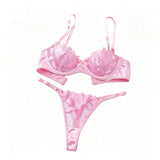Fairy Lingerie Floral Valentine Charming Brief Panty Underwear Sexy Nighty Underwear Women See Through Bra Brief Set