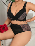 Plus Size Sexy Lace Lingerie Set, Seamless Push-up Bra with Side Support for Full Bust Support