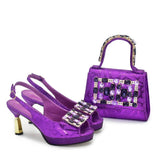 Doershow African fashion Italian Shoes And Bag Sets For Evening Party With Stones PEACH Italian Handbags Match Bags!  HQ1-1