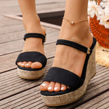 Plus Size 43 Chunky Wedges Sandals Women 2026 Summer Slip On Platform High Heels Sandals Woman Peep Toe Thick Sole Slippers