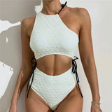 Sexy White High Waist Swimwear String Lace Up Bikinis Sets Woman 2026 Asymmetric Neck Swimsuits Bathing Suit Bikini Mujer Bather