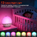 Wake Up Light Sunrise Alarm Clock,White Noise Machine,30 Soothing Sounds,12 Color Dimmable Night Light for Bedroom Heavy Sleeper