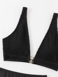 3 Pieces U-ring High Cut Bikini Swimsuit & Split Thigh Beach Skirt Swimwear Women 2026 Bathers Bathing Swimming Suit Female