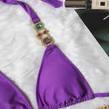 8 Colors Sexy Bikini Women Swimwear Swimsuit Shiny Crystal Diamond Chain Bathing Suit Beach Bikinis Set Female Push Up Biquinis